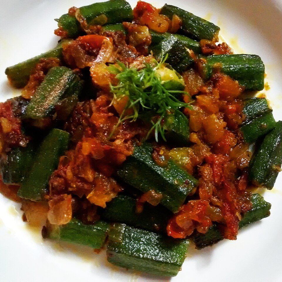 Bhindi Gosht, dry